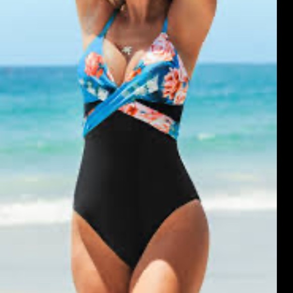 NWT! Cupshe Grace Floral One Piece Wrap Swimsuit XL - Picture 2 of 10
